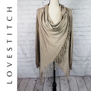 Love Stitch Asymmetrical Wrap Sweater SZ L
